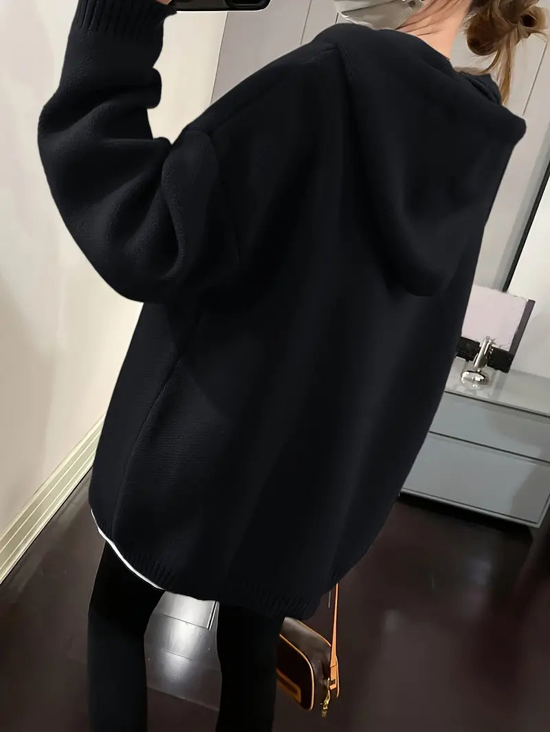 Damenpullover Kapuzenpullover Lächel-Design Baumwolle-6