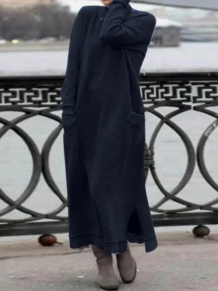 Variant image for Damen Maxi Kleid Elegantes Design Bequem Warmer Stoff-36