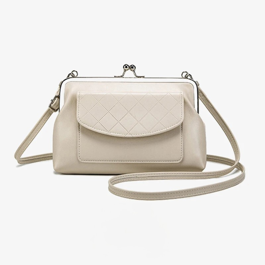 Damen Handtasche Kunstleder mit Lippenverschluss Elegantes Design 3