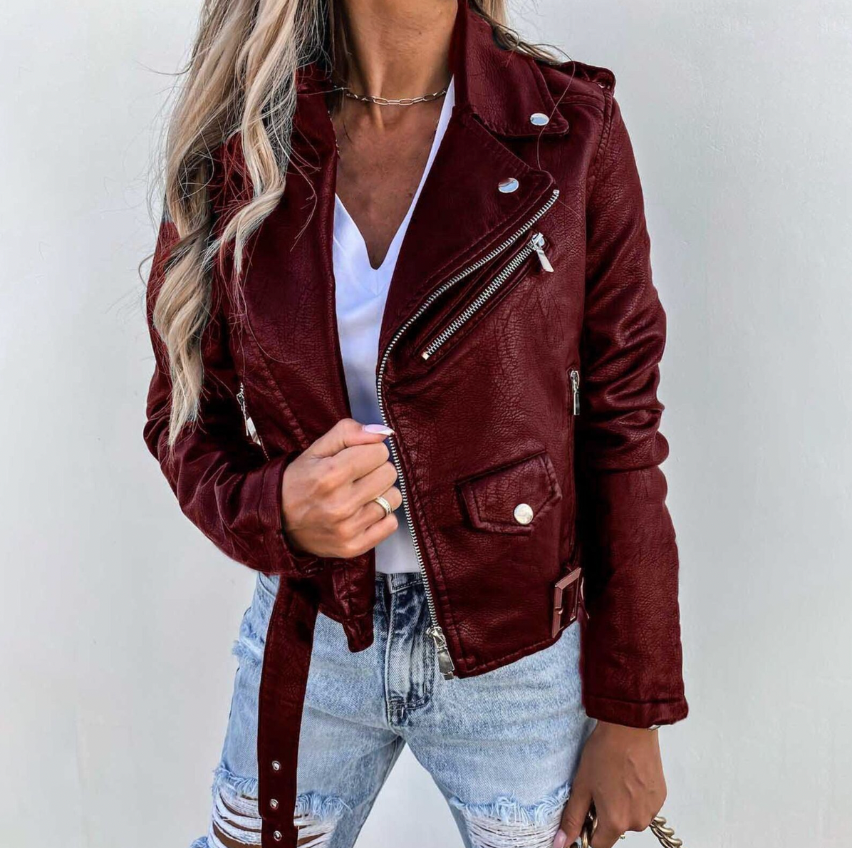 Variant image for Damenjacke Slim Fit Elegante Lederjacke Hochwertiges Material-8