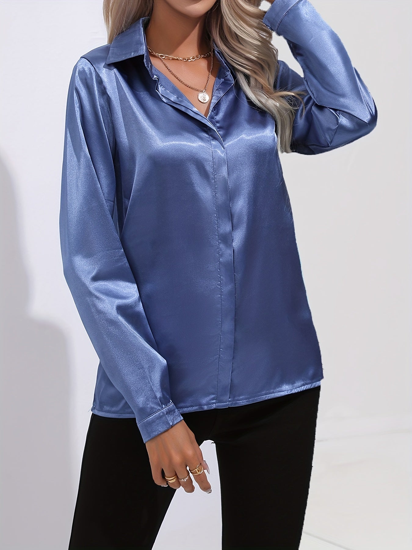 Damen Bluse Satin Chic Herbststil 2