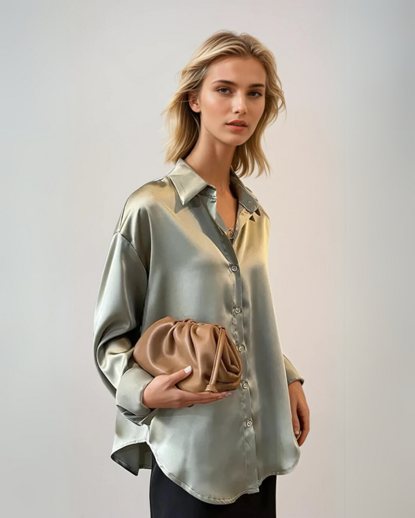 Damen Bluse Satin Elegante Passform 1