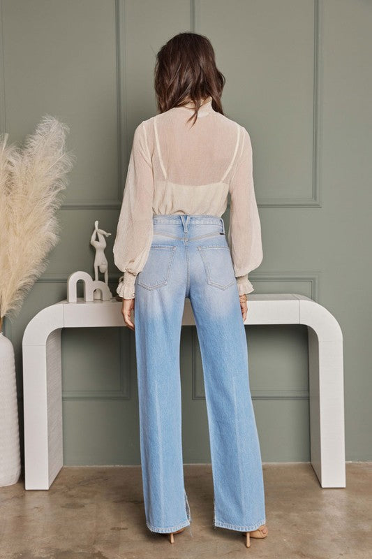 Damen Flared Jeans im 90er Stil mit hohem Bund aus leichtem Denim 1