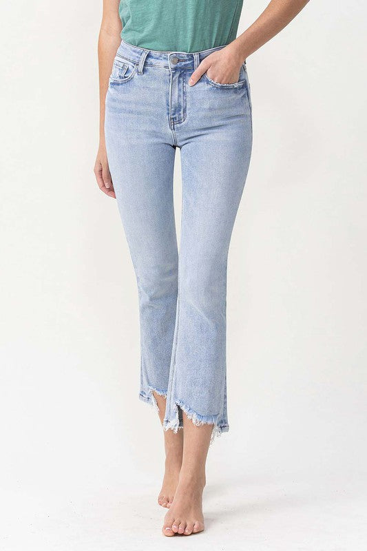 Damen Kick Flare Jeans Hohe Taille Denim 1