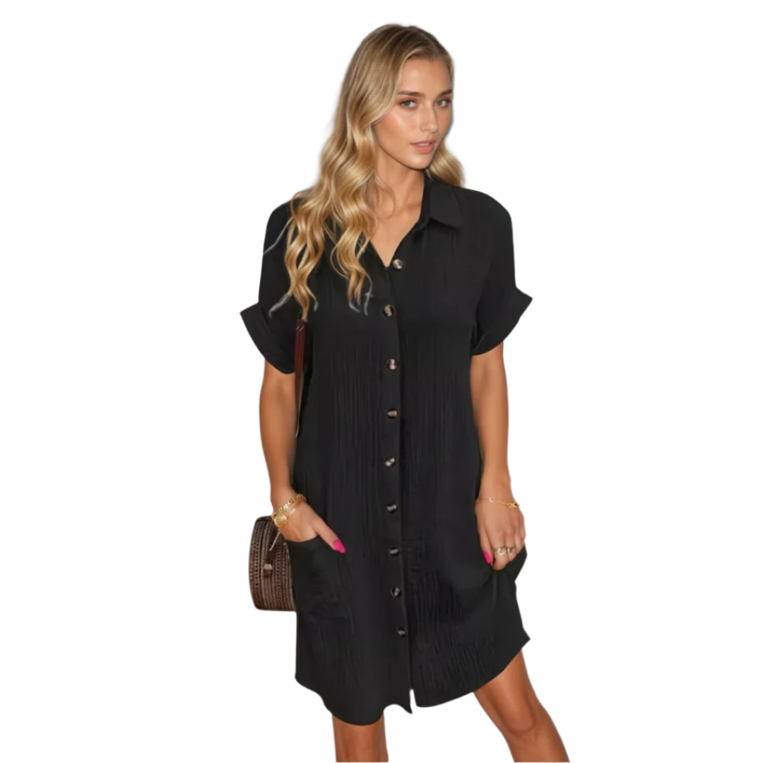 Damen Kurzarmkleid mit entspanntem Schnitt 0