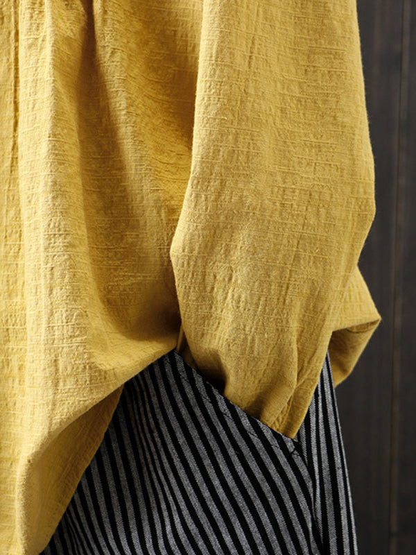 Damen Langarmshirt mit Rundhalsausschnitt aus Baumwolle und Leinen 2