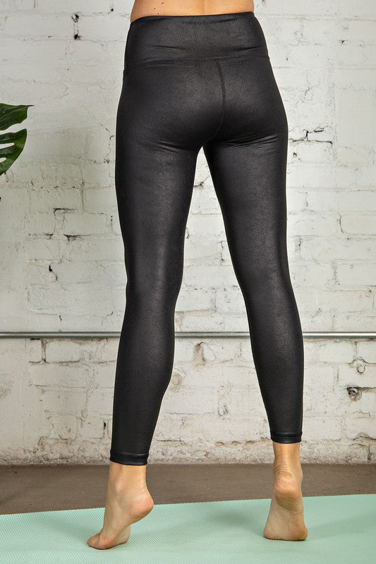 Damen Leggings Vollständig Schwarz Butterweicher Stoff 3