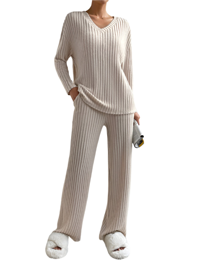 Damen Lounge Set Ribbed Strick 0