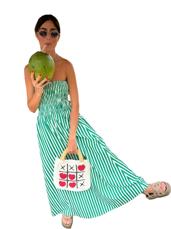 Damen Maxi Kleid Tube Top Gestreift Polyester für Sommerkleider 0