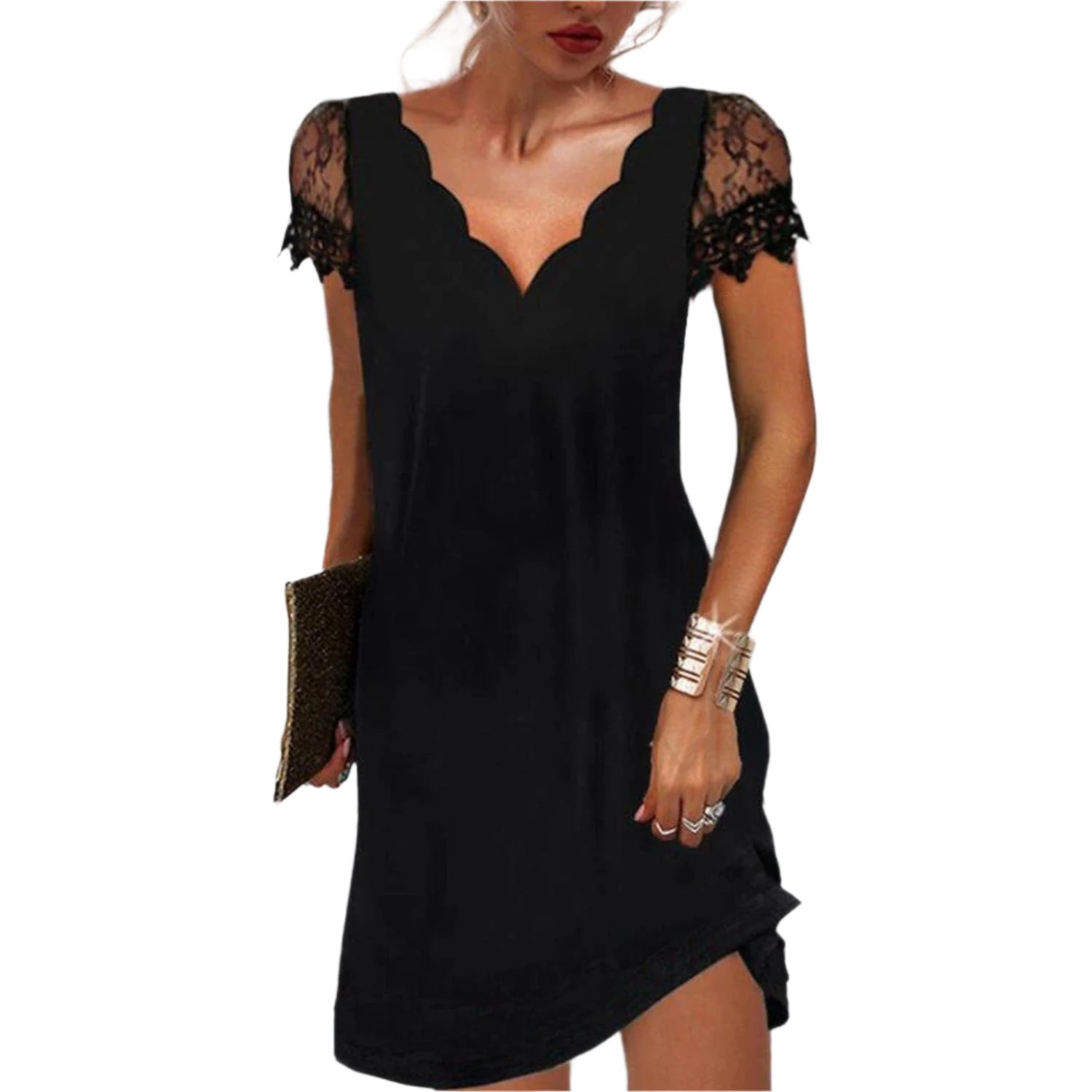 Damen Midikleid V-Ausschnitt Modernes Design 0