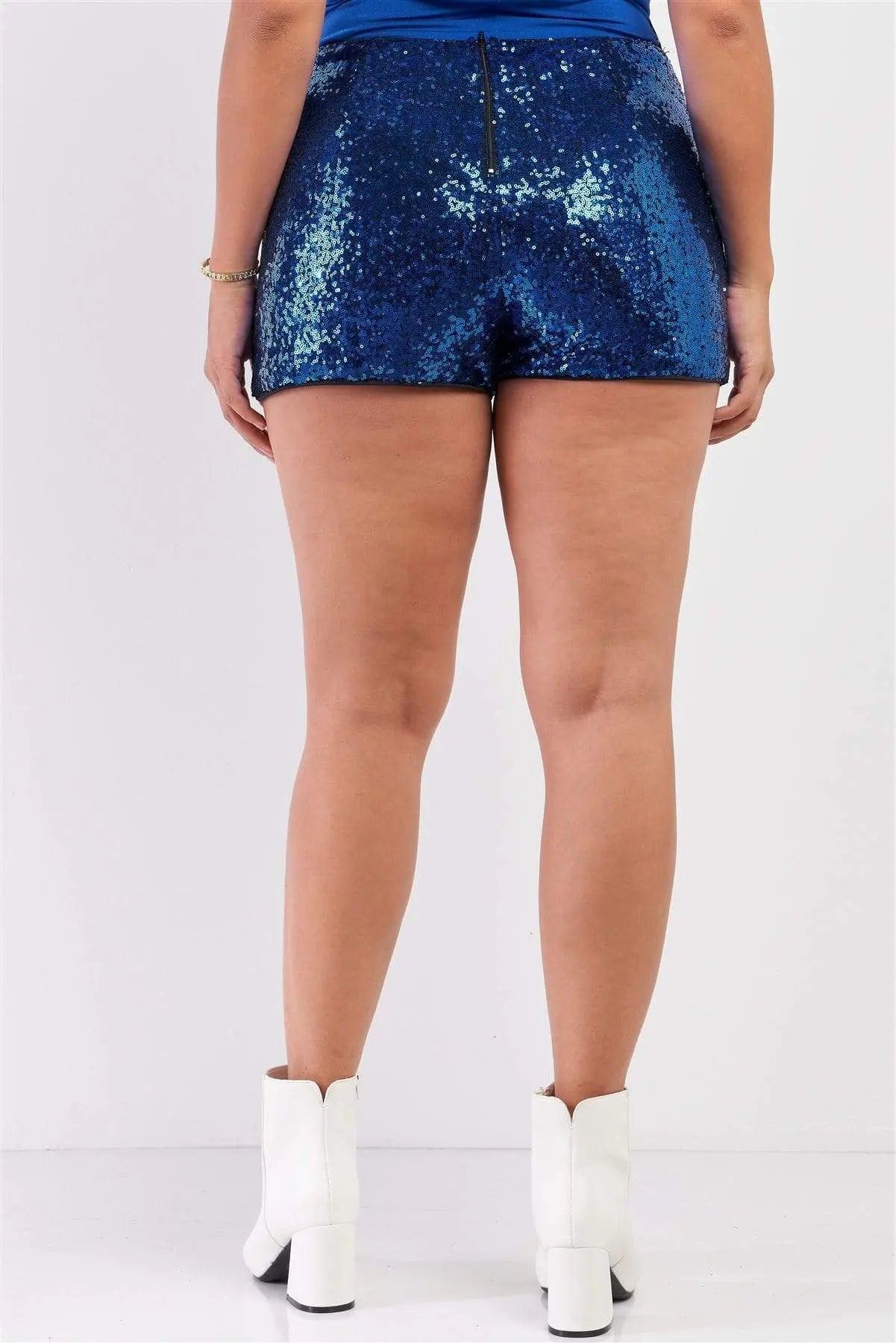 Damen Plus Size Mini Shorts mit Glitzer und Hoher Taille 2