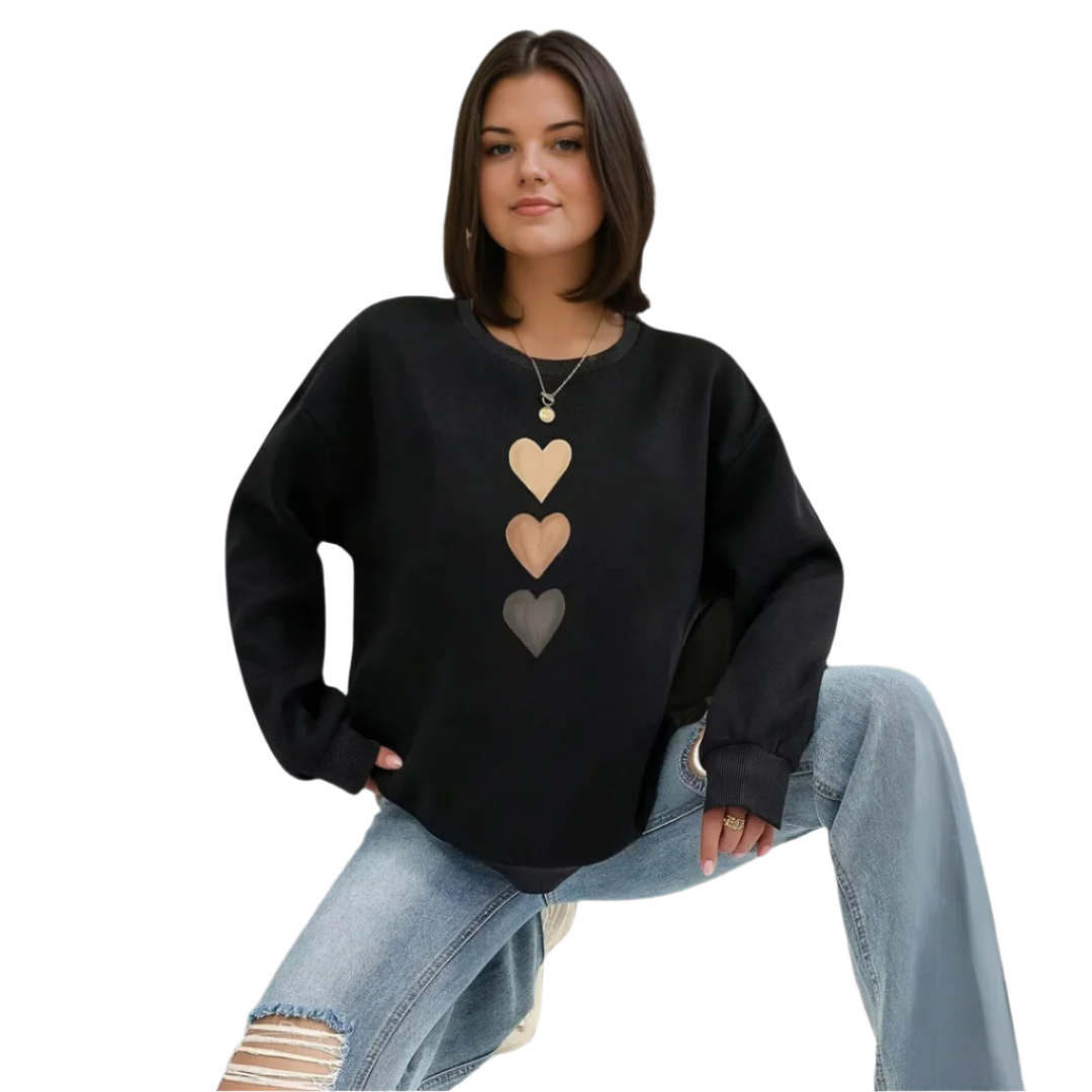 Damen Pullover Herzdesign Relaxed Fit Weicher Stoff 1