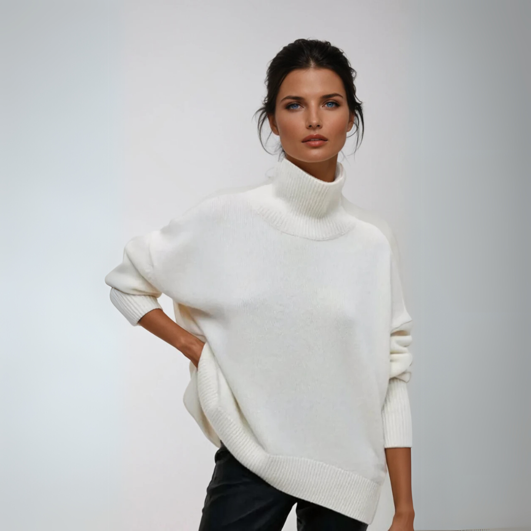 Damen Pullover Turtleneck Eleganter Strick 2
