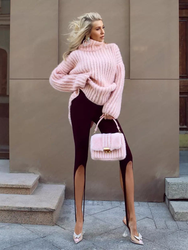 Damen Pullover mit langen Ärmeln und flauschigem Design 2