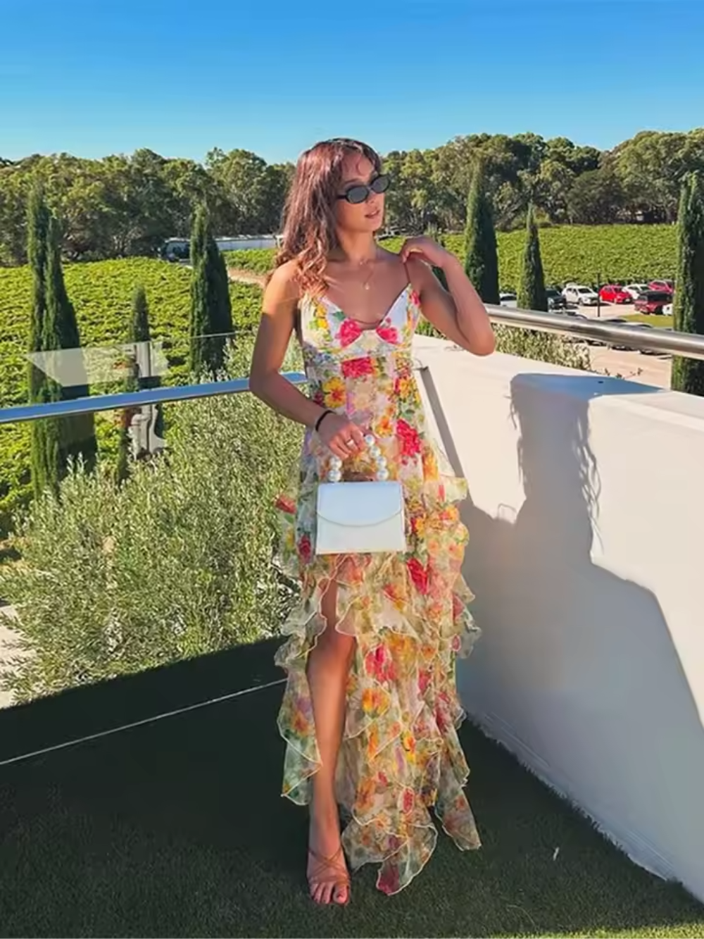 Damen Rüschenkleid Floral Muster 9