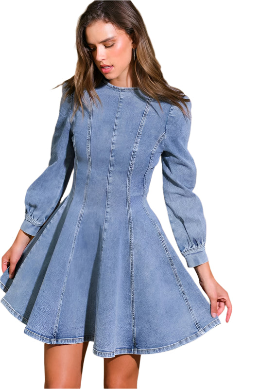 Damen Skater Mini Kleid Denim 0