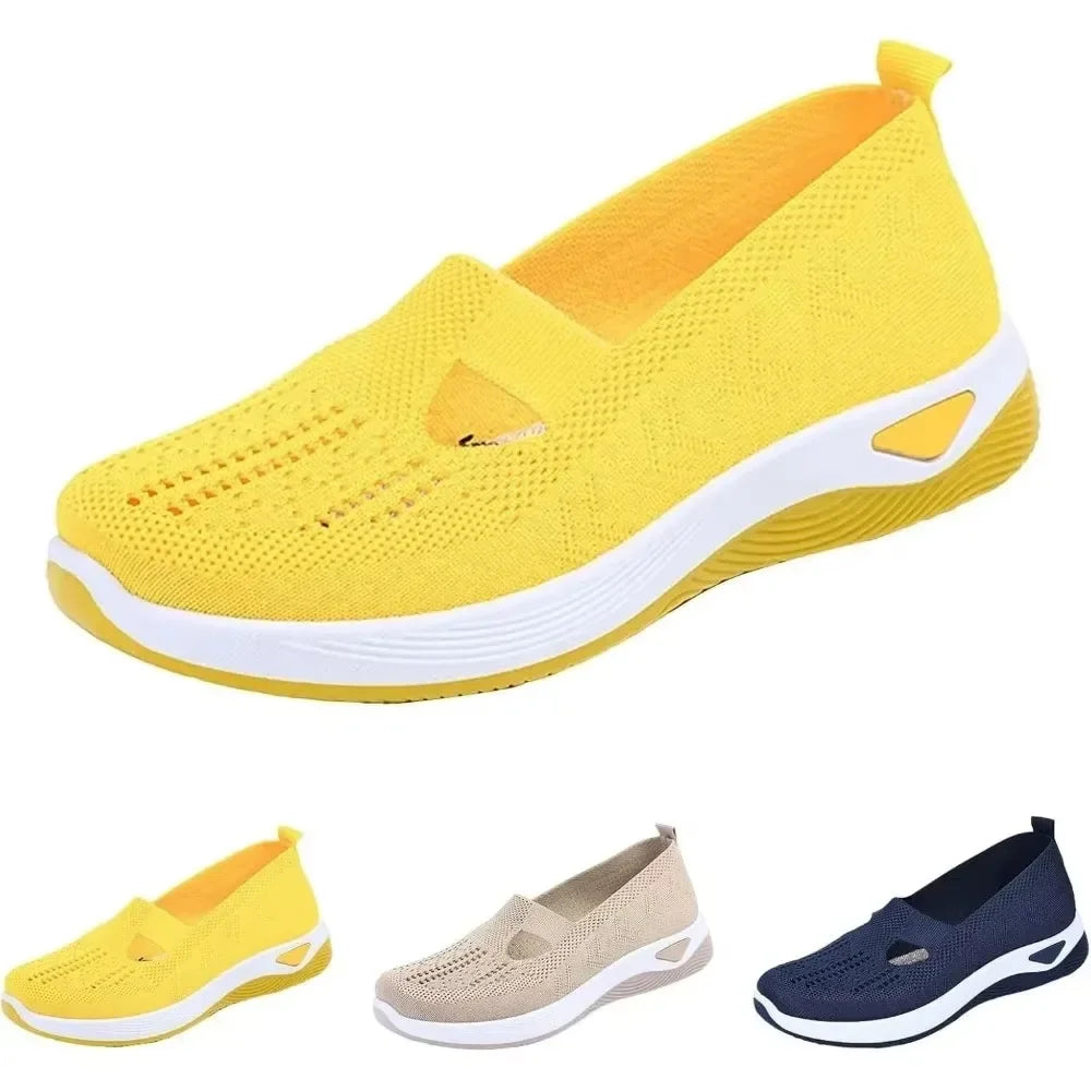 Damen Sneakers Slip-On Atmungsaktiv mit Fußgewölbeunterstützung und Memory Foam 0