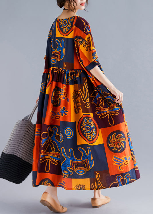 Damen Sommerkleid mit Blumenmuster und O-Ausschnitt 2