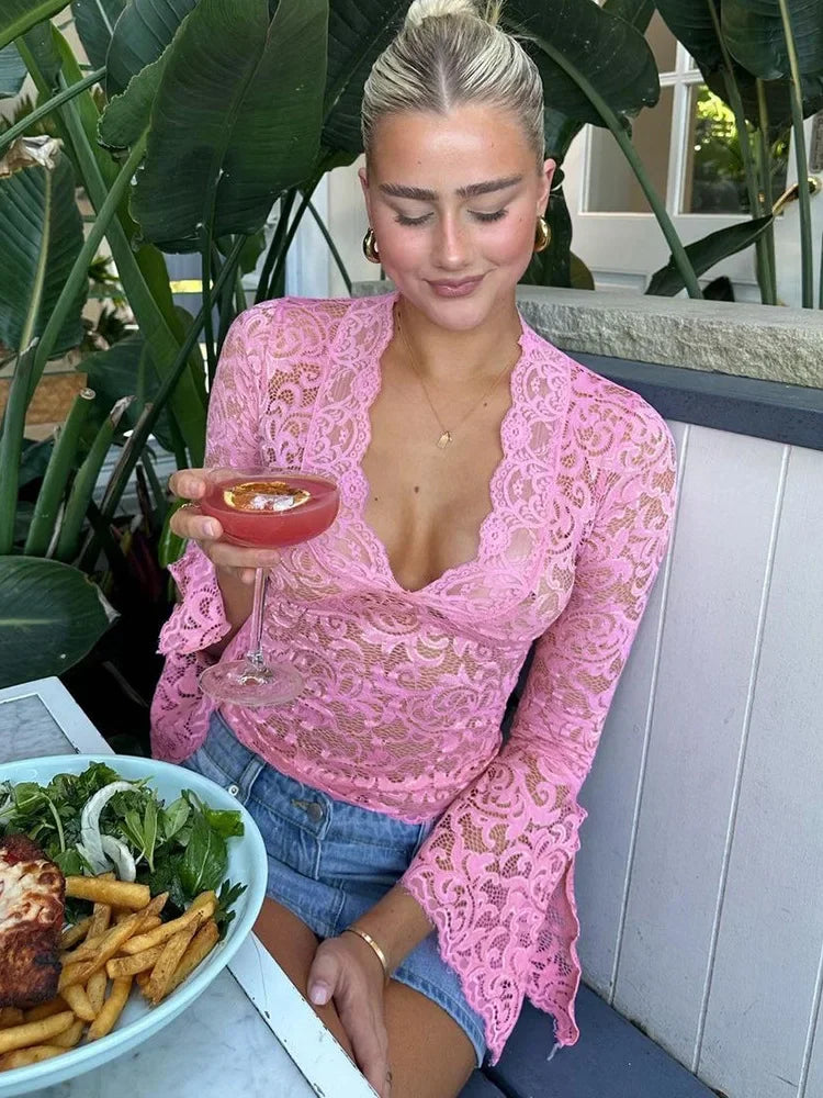 Damen Spitzenoberteil Elegantes Design Spitzenmaterial 8