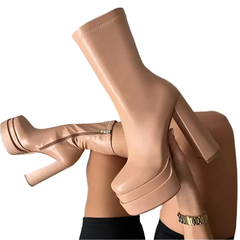 Damen Stiefeletten Plattform Kunstleder Elegant Komfortabel 0