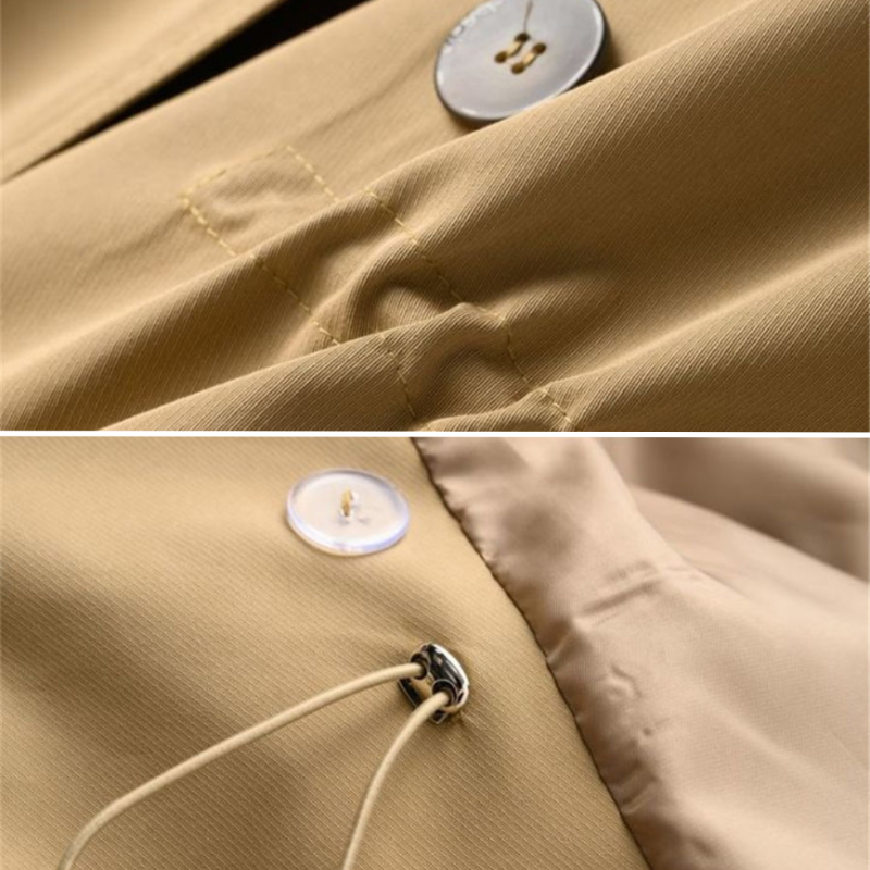 Damen Trenchcoat Vintage Doppelt Knopf Nylon-Baumwoll-Mischung 3