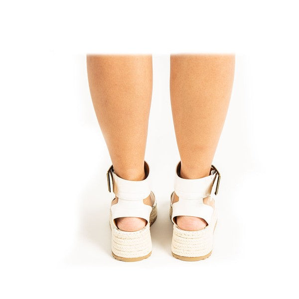 Damen Wedge Sandalen mit Knöchelriemen in Weiß 2