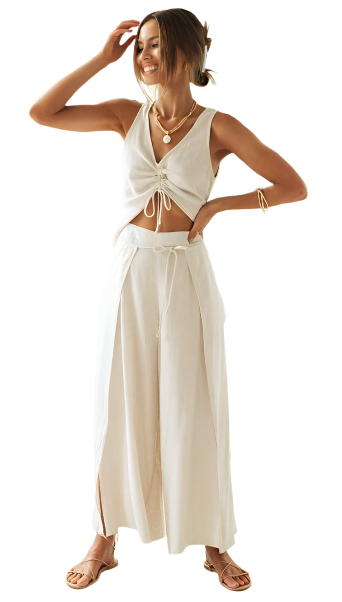 Damen Zweiteiliger Sommeranzug Lässig V-Ausschnitt 0