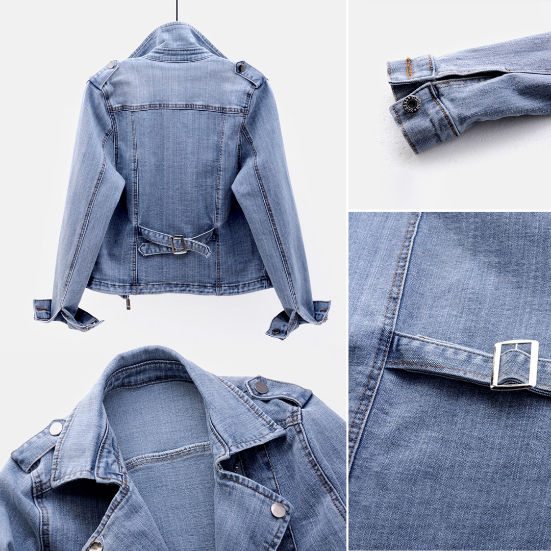 Damenjacke Denim Mit Asymmetrischem Reißverschluss Und Strukturiertem Design 3