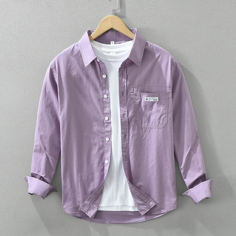 Herrenhemd Baumwolle Langarm Komfortabel mit Brusttasche 1