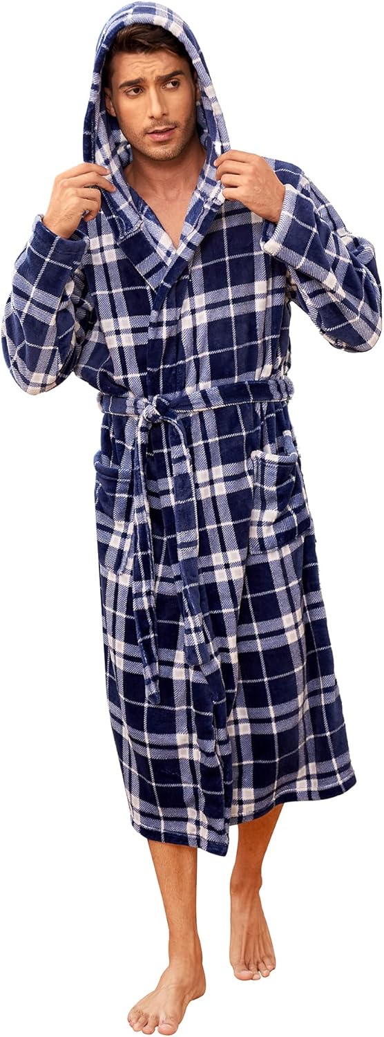 Herren Bademantel Lang Fleece 0