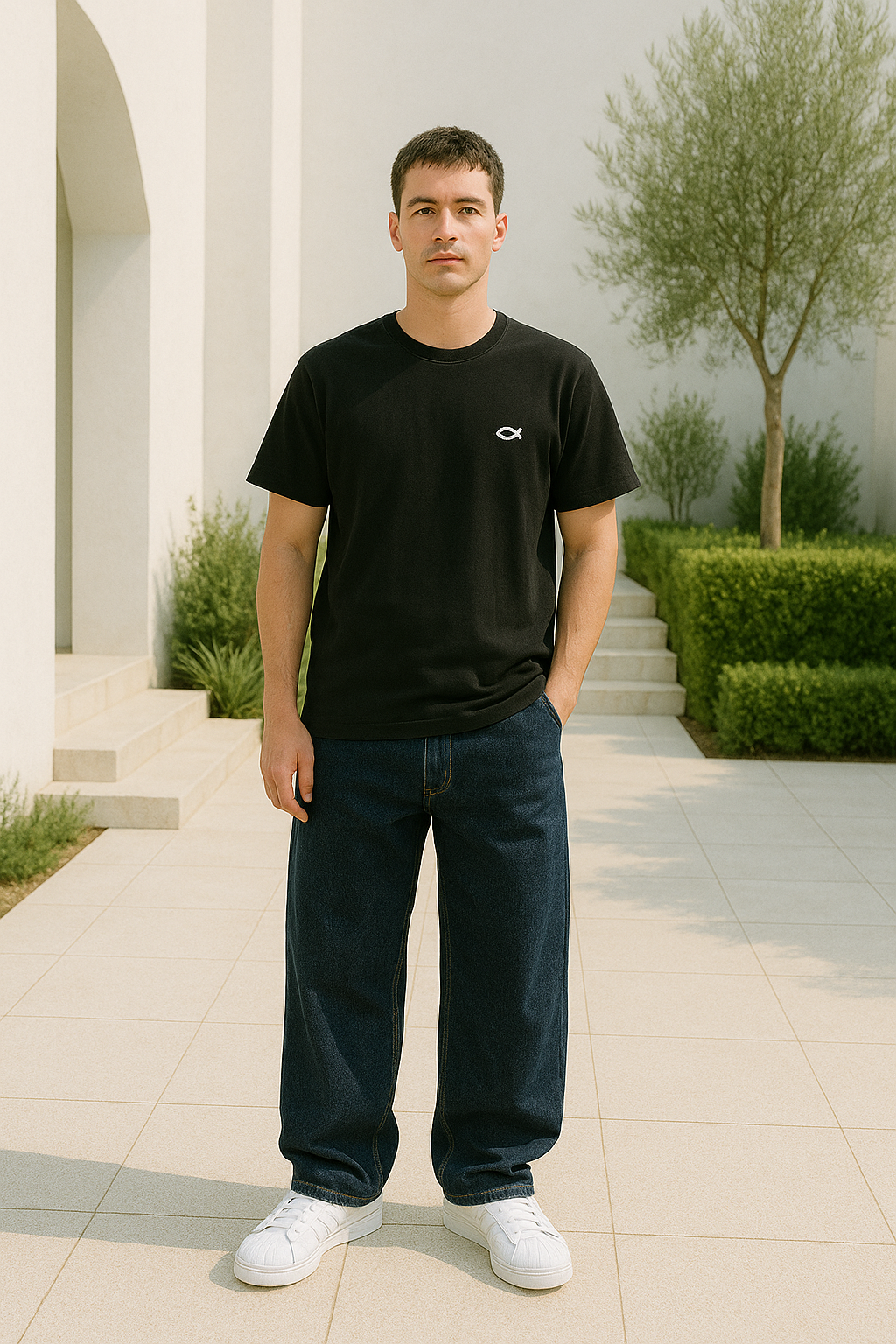 Herren Baggy Jeans Weite Beine Denim 1