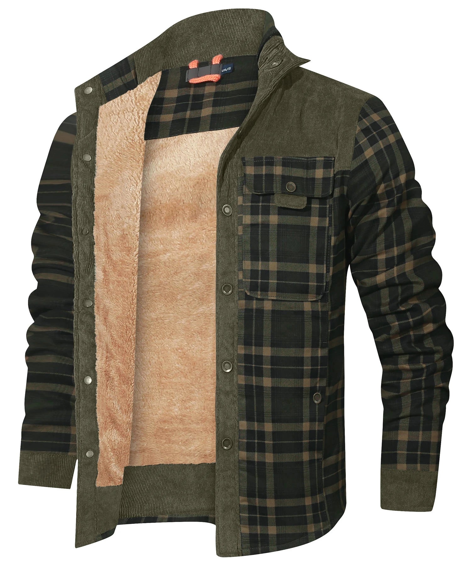 Herren Bomberjacke Winter Winddicht Plaid Sherpa Fleece 10