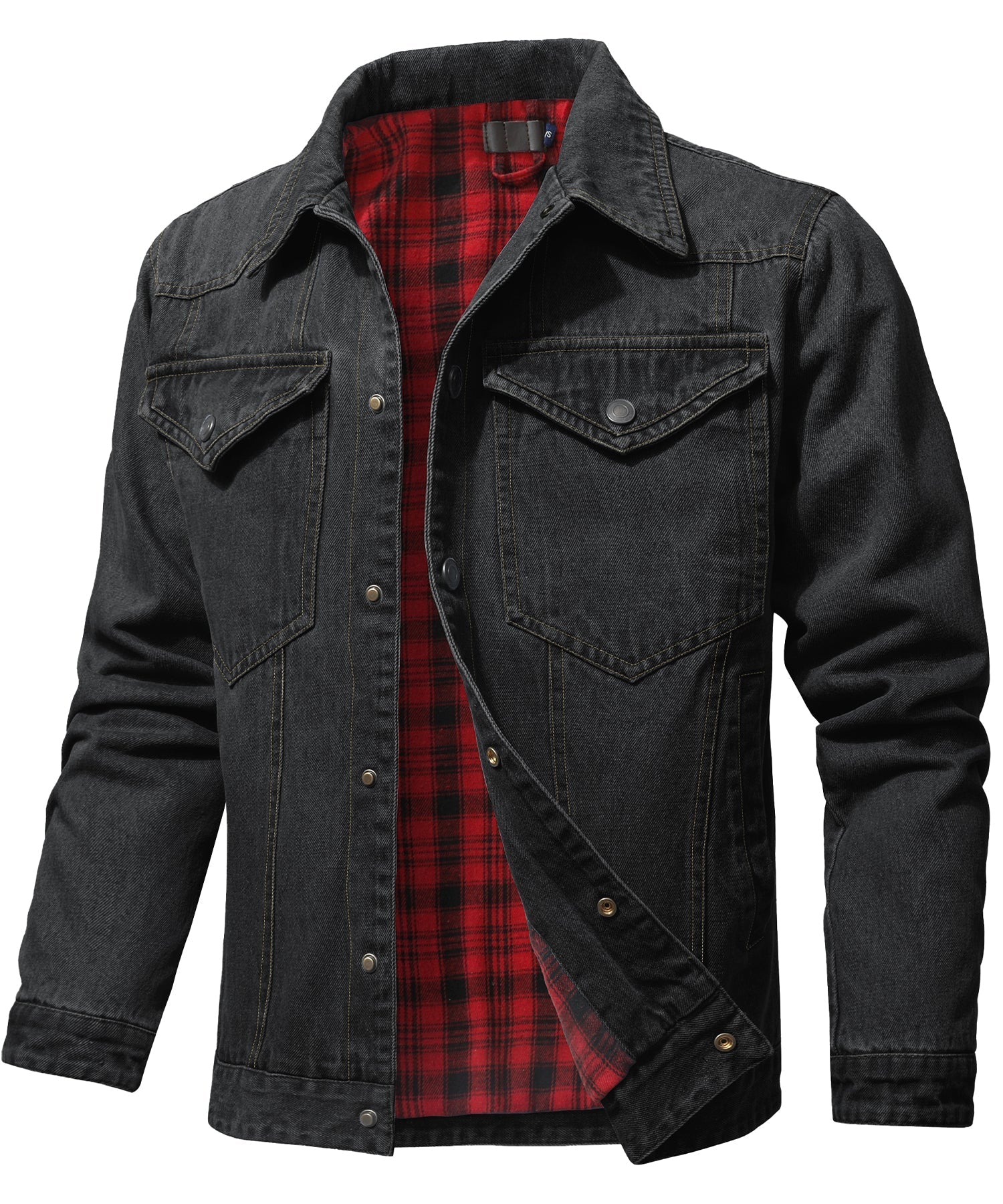 Herren Denim Jacke mit Flanellfutter und Taschen 5