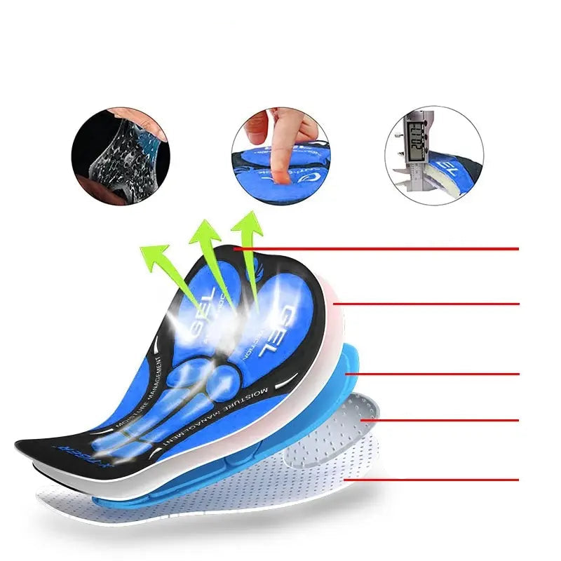 Herren Fahrradhose Lang mit 5D Polsterung und Anti-Rutsch Beinabschlüssen aus Atmungsaktivem LYCRA 5