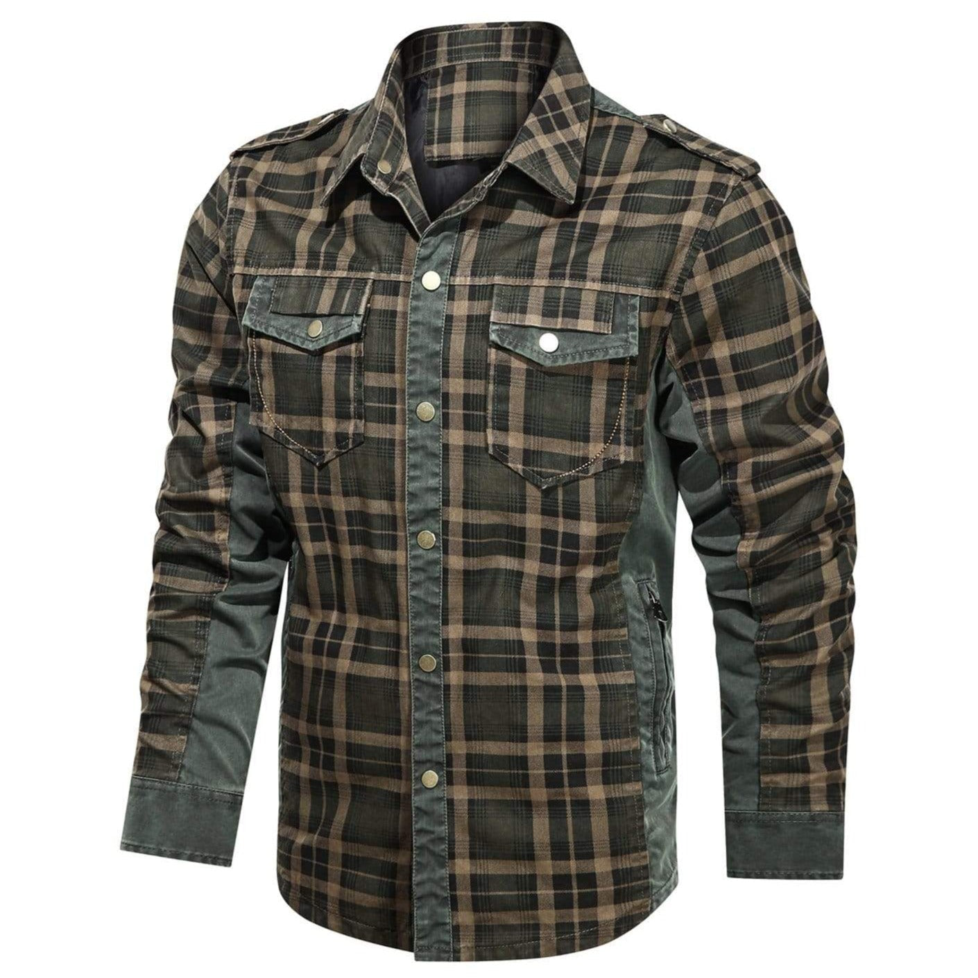 Herren Flanellhemd Langarm Klassisch Baumwolle-Polyester 6