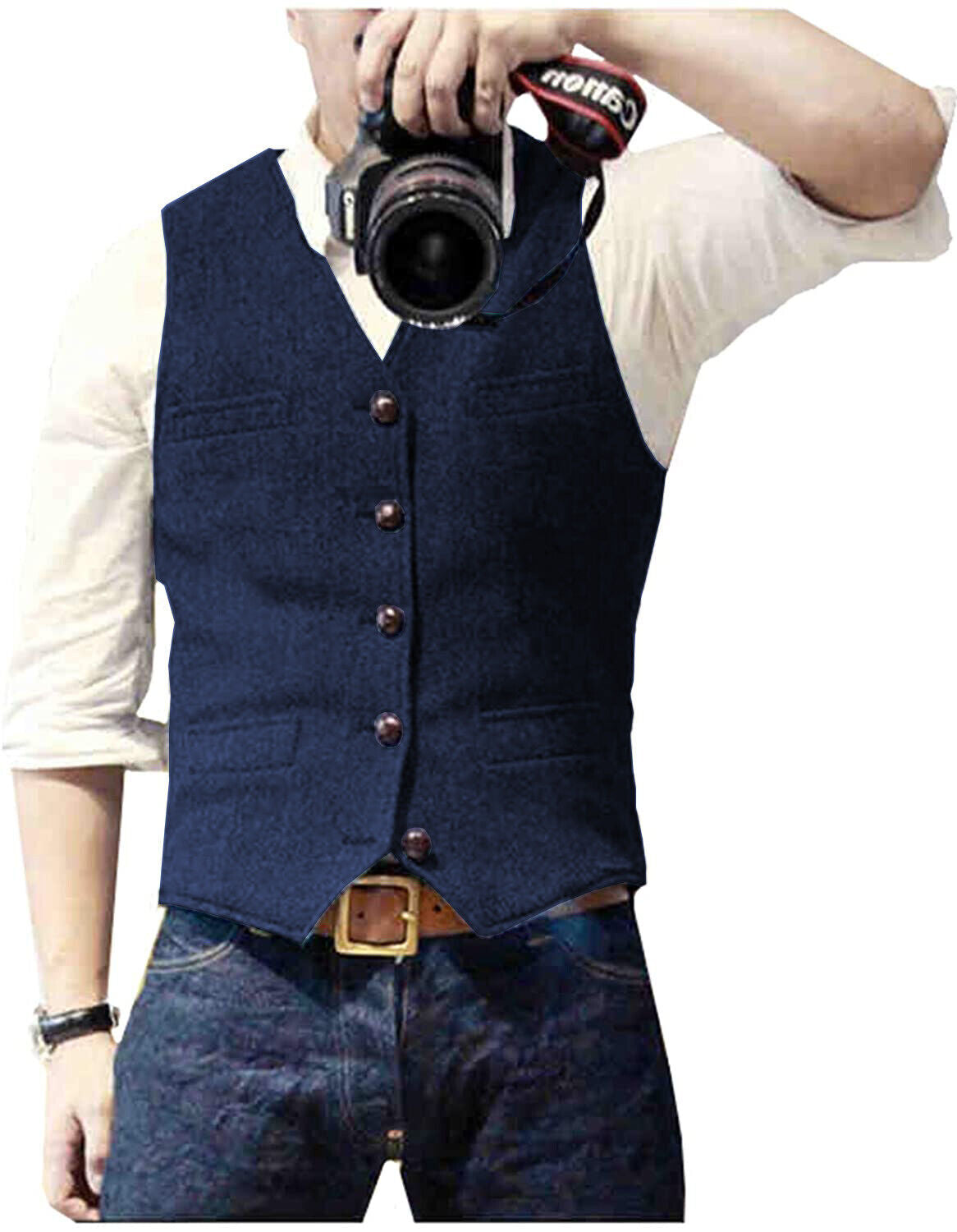 Herren Gilet Modernes Design mit V-Ausschnitt 1