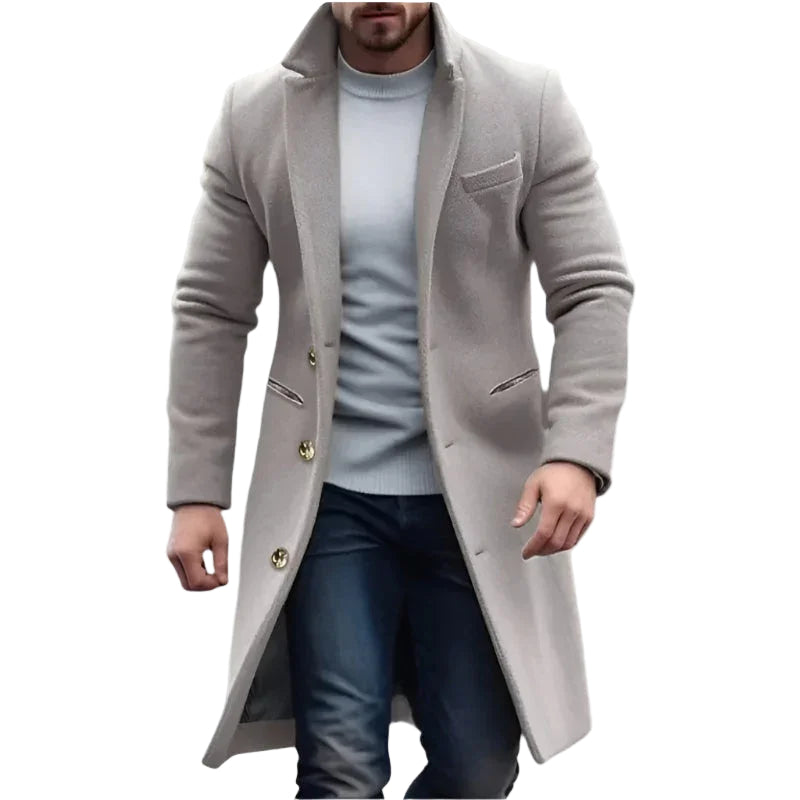 Herren Mantel Lang Klassischer Trenchcoat für Elegante Looks 0
