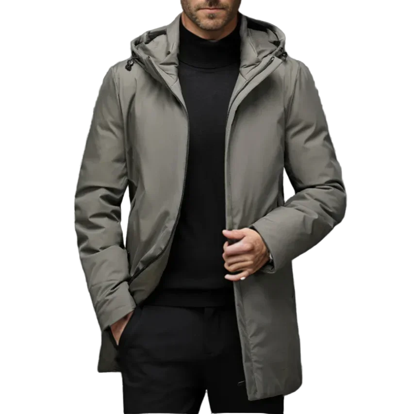 Herren Mantel Lang Winddicht Moderner Winterparka für Kalte Tage 0
