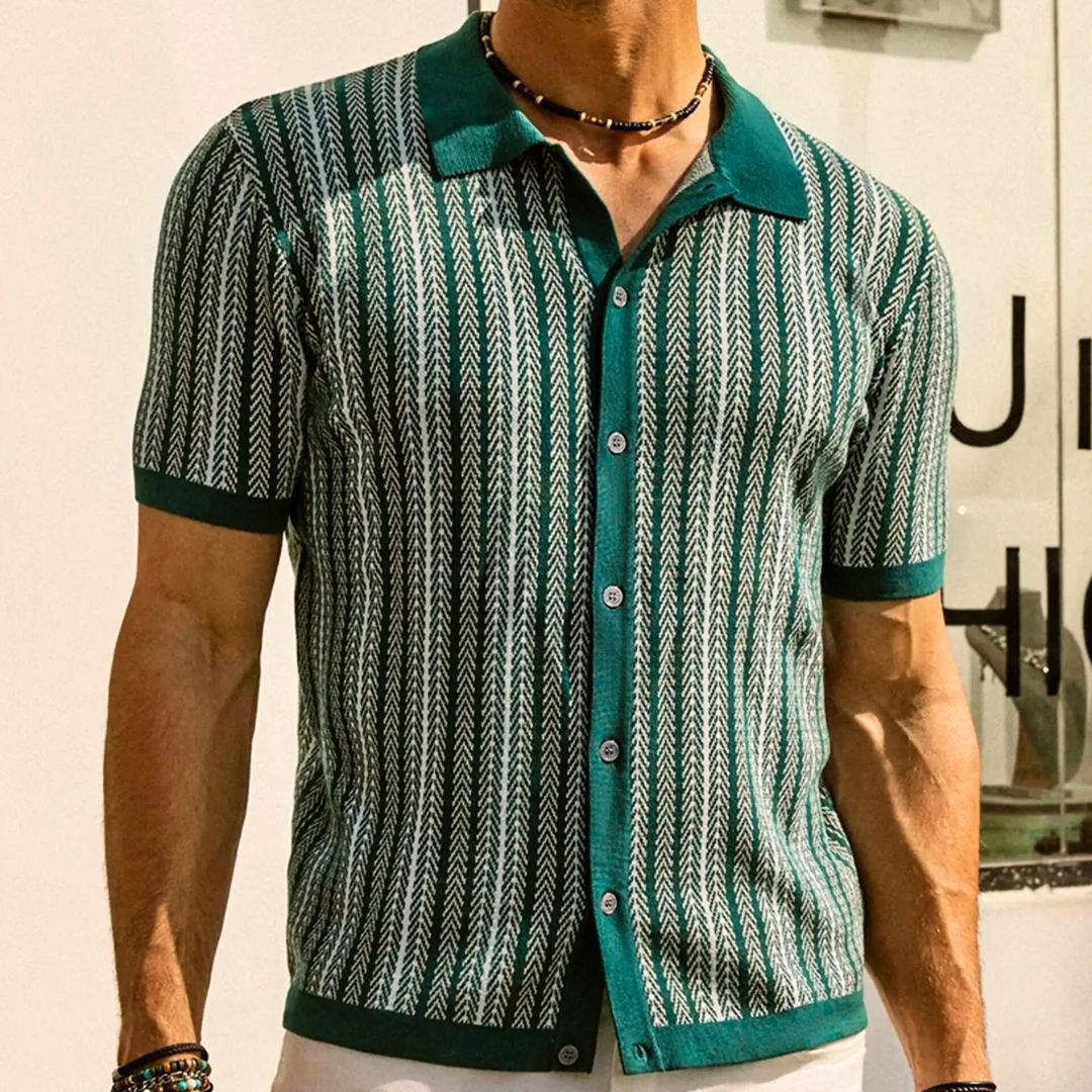 Herren Polohemd Chevron Mit Knopfleiste 3