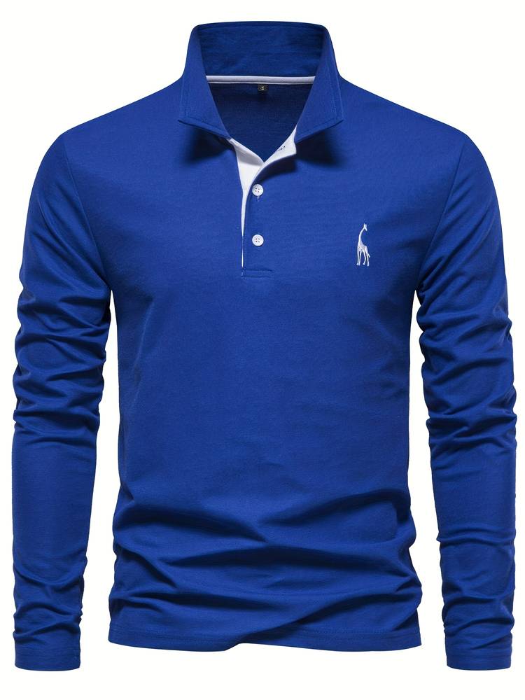 Herren Poloshirt Langarm Tailliert Baumwolle mit Kontrastdetails 4