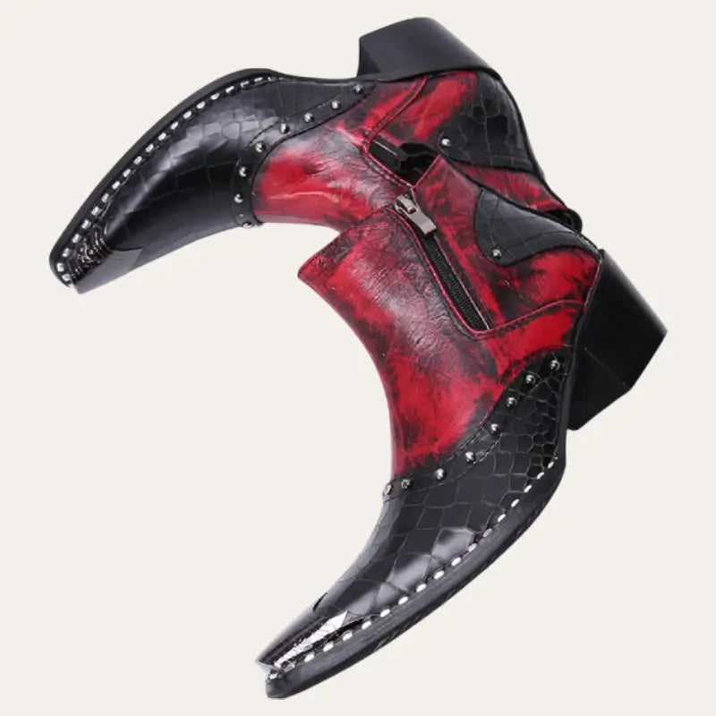 Herren Stiefel Cowboy Boots Niedrig Leder mit Seitenreißverschluss und Gummisohle 1