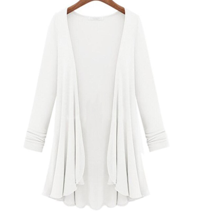 Lässige Langärmelige Strickjacke Mit Rüschen