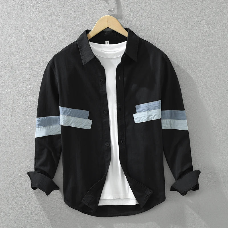 Herren Patchwork Hemd Lässiger Schnitt Baumwolle 1