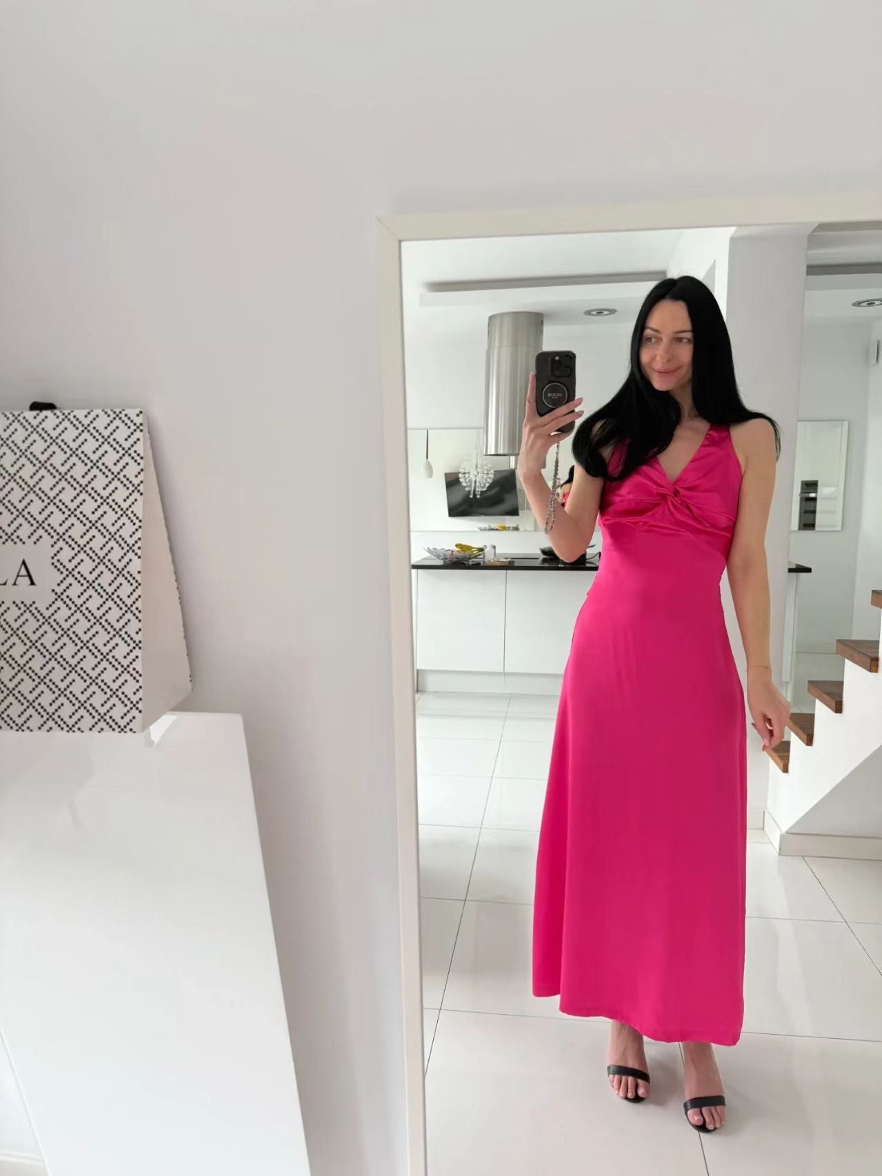 Damen Maxikleid Ärmellos Fließend