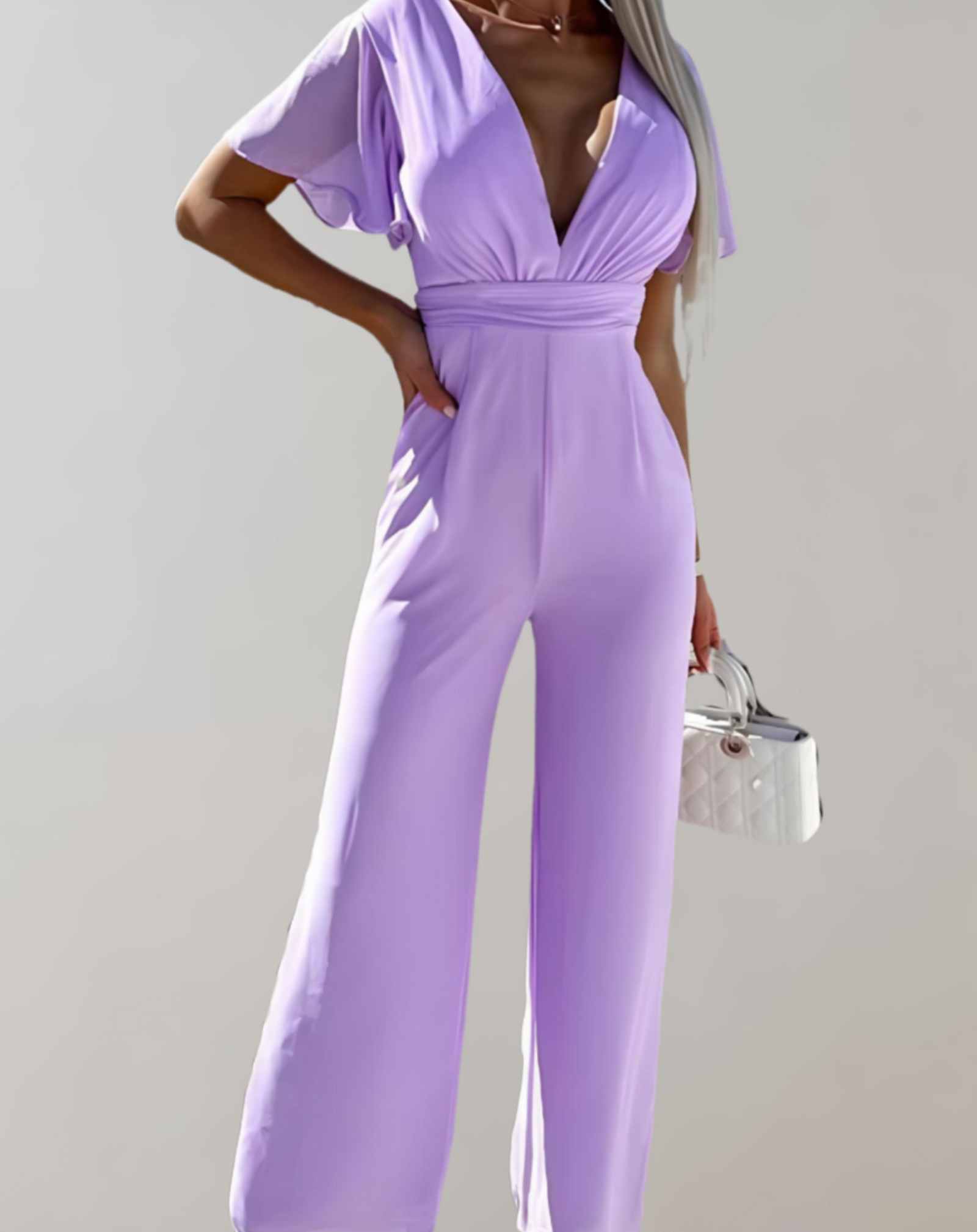 Variant image for Damen Jumpsuit Festlich V-Ausschnitt Weite Beine Polyester-5