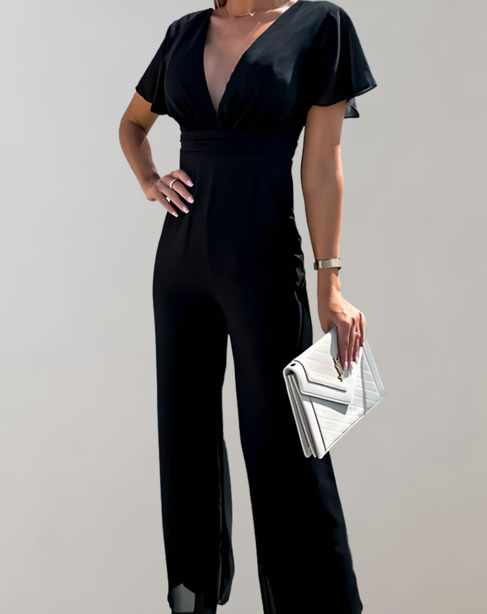 Variant image for Damen Jumpsuit Festlich V-Ausschnitt Weite Beine Polyester-13