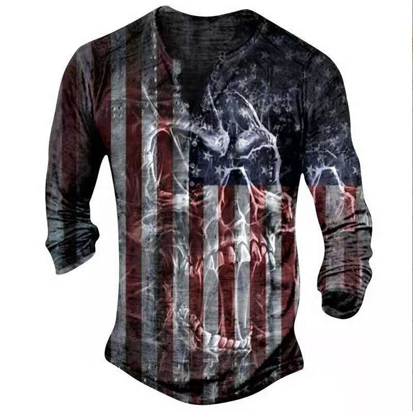 Retro Totenkopf Langarm-T-Shirts