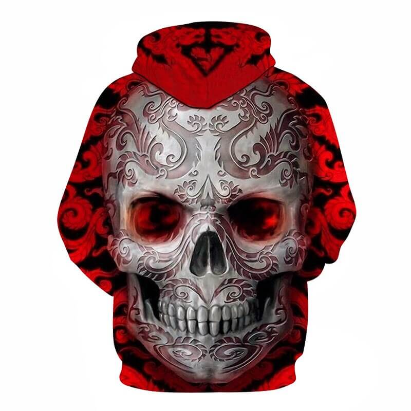 Roter Hoodie Mit Totenkopf