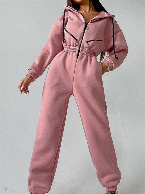 Variant image for Damen Jumpsuit Lässig mit Kapuze Baumwolle-Polyester-Mischung-19