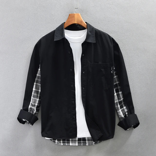 Herren Hemd Casual Langarm Hochwertige Baumwolle für Sommer 3